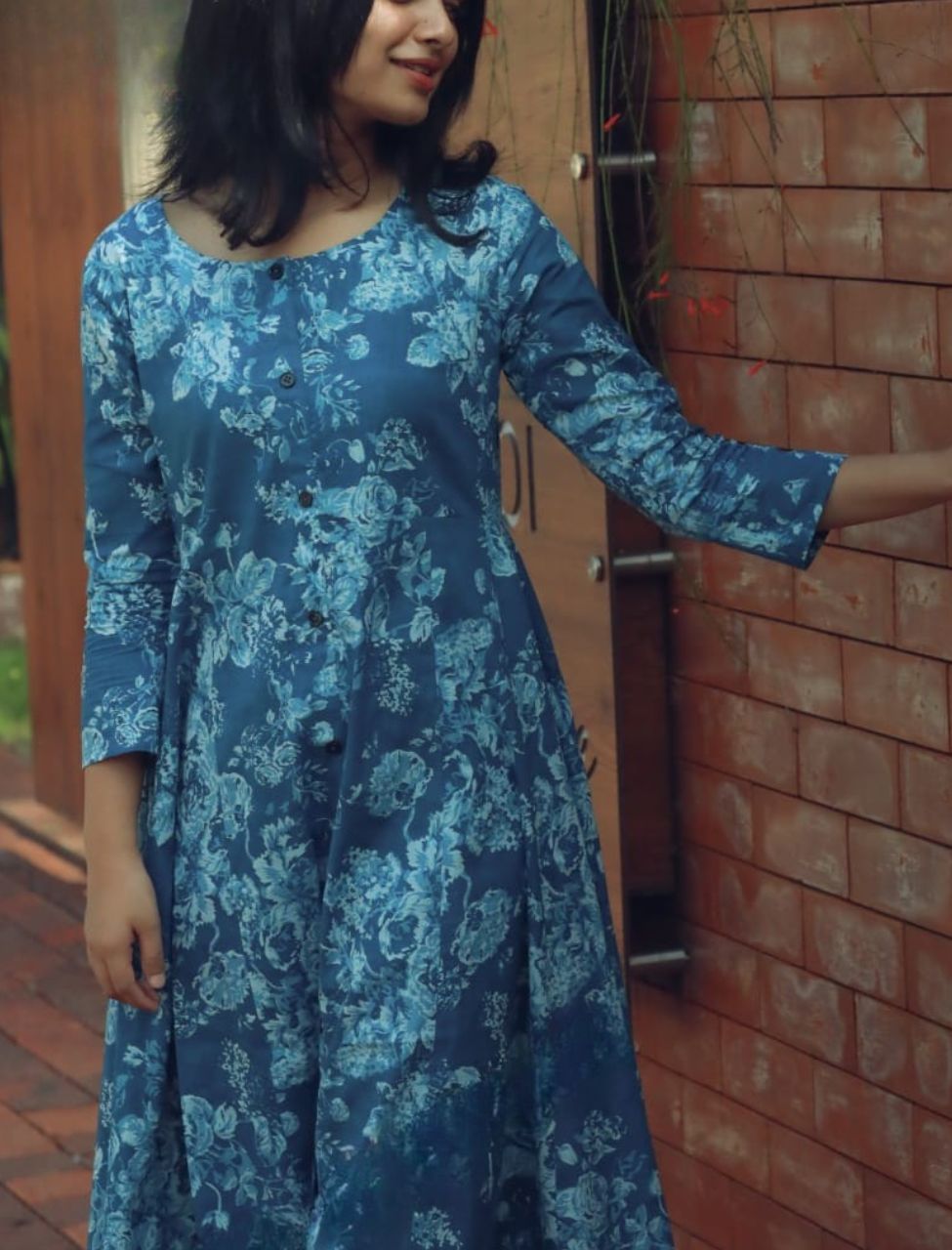 Elegant Blue Floral Printed Co-ord Set
