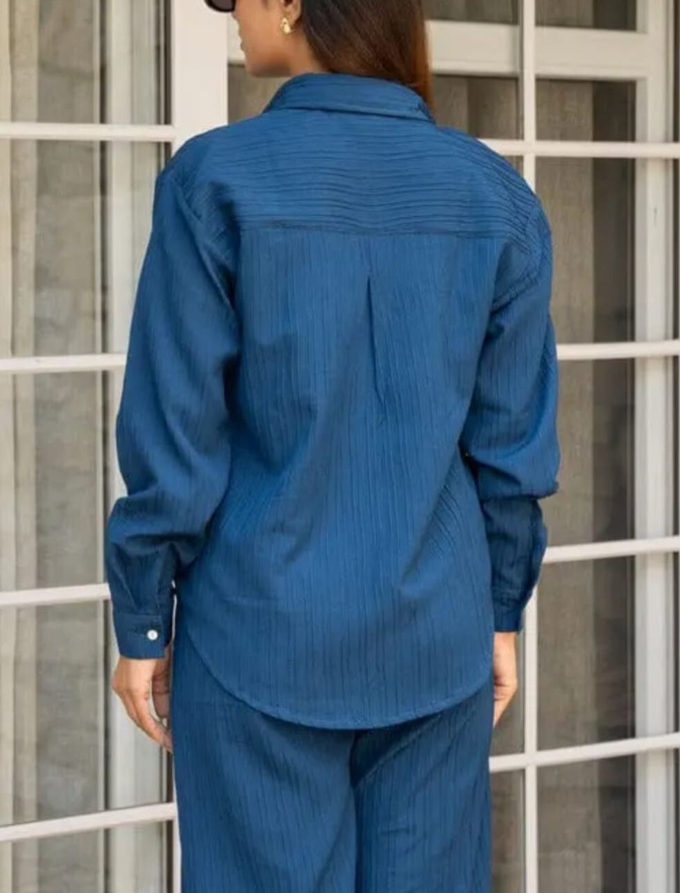 Elegant Blue Solid Co-ord Set