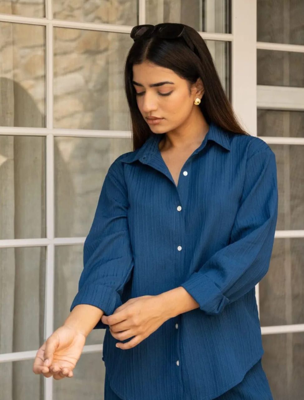 Elegant Blue Solid Co-ord Set