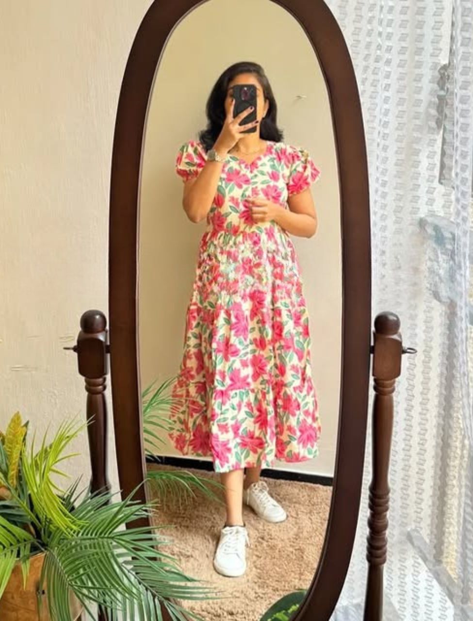 Designer Floral Printed Midi Dress