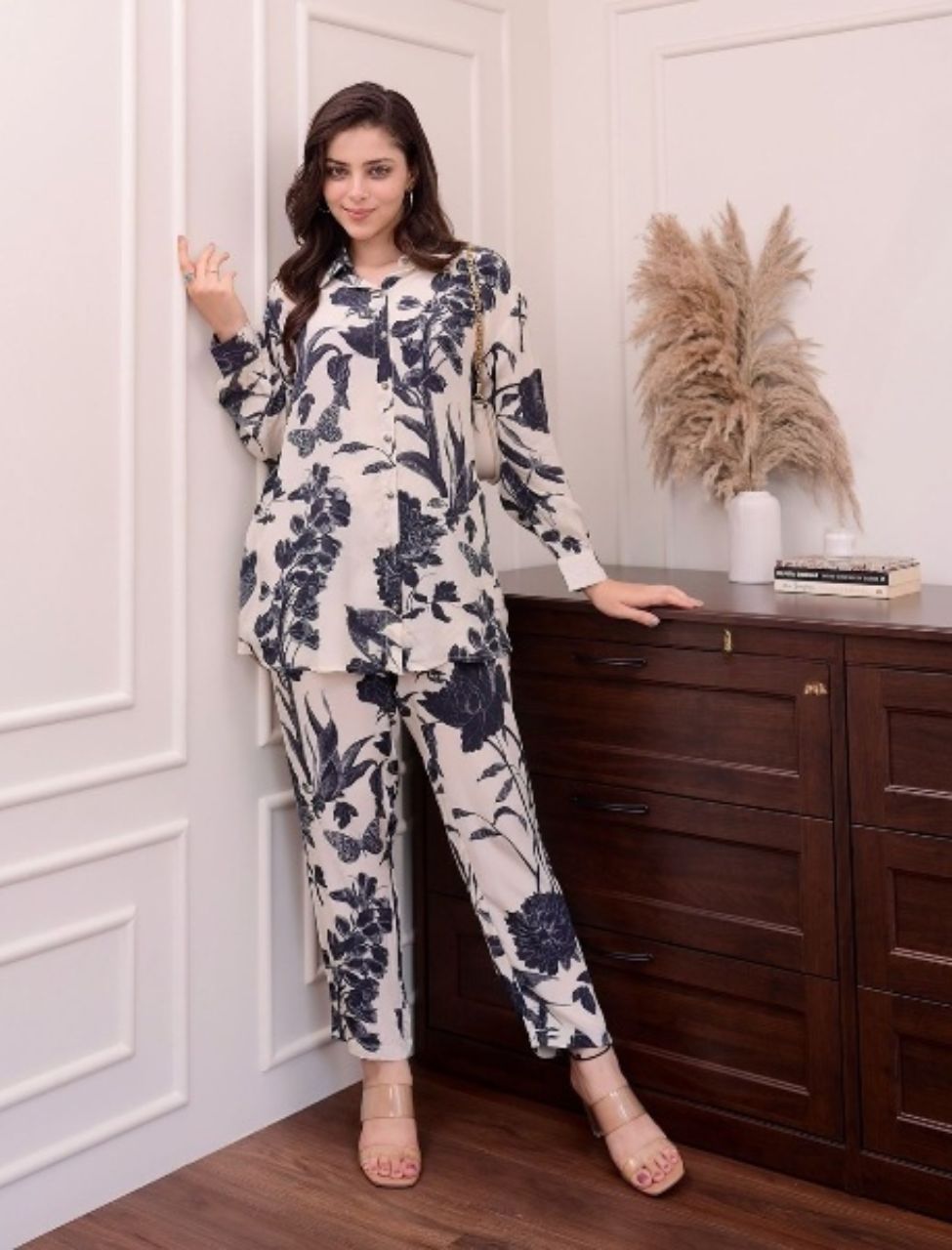 Designer Black & White Printed Co-ord Set