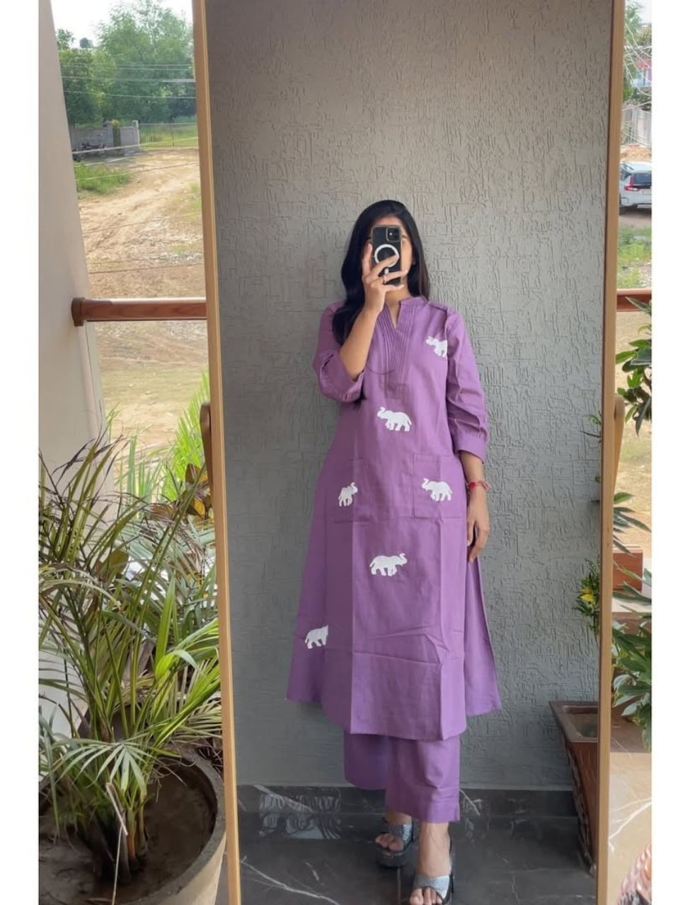 Elegant Elephant Embroidered Co-ord Set