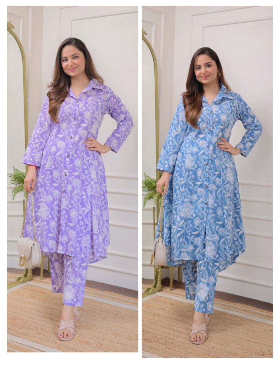 Elegant Floral Pastel Printed Co-ord Set