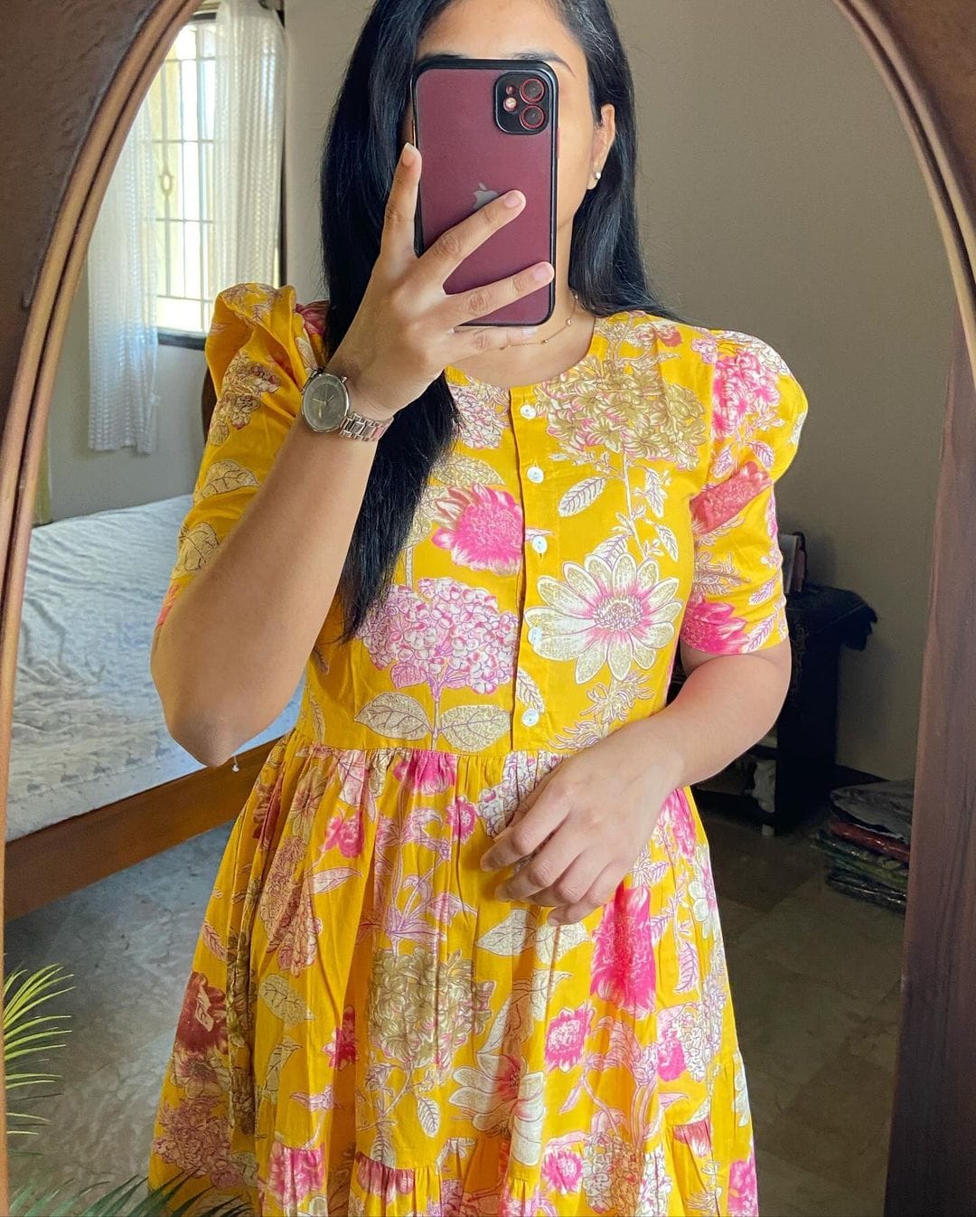 Beautiful Yellow Color Printed Midi Kurti