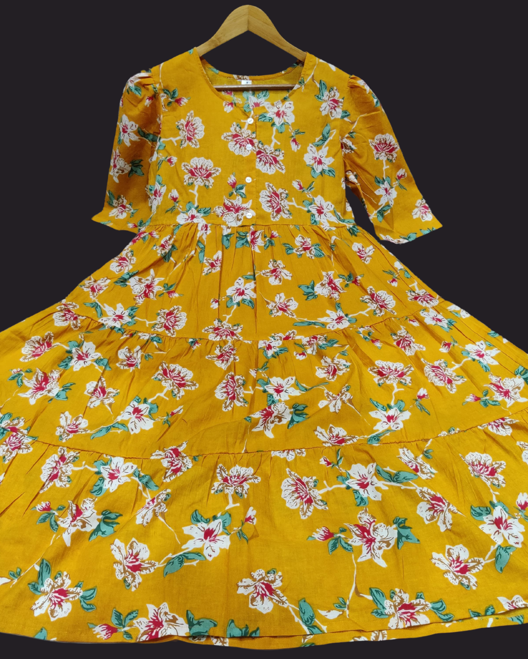 Beautiful Yellow Color Embroidery Midi Dress