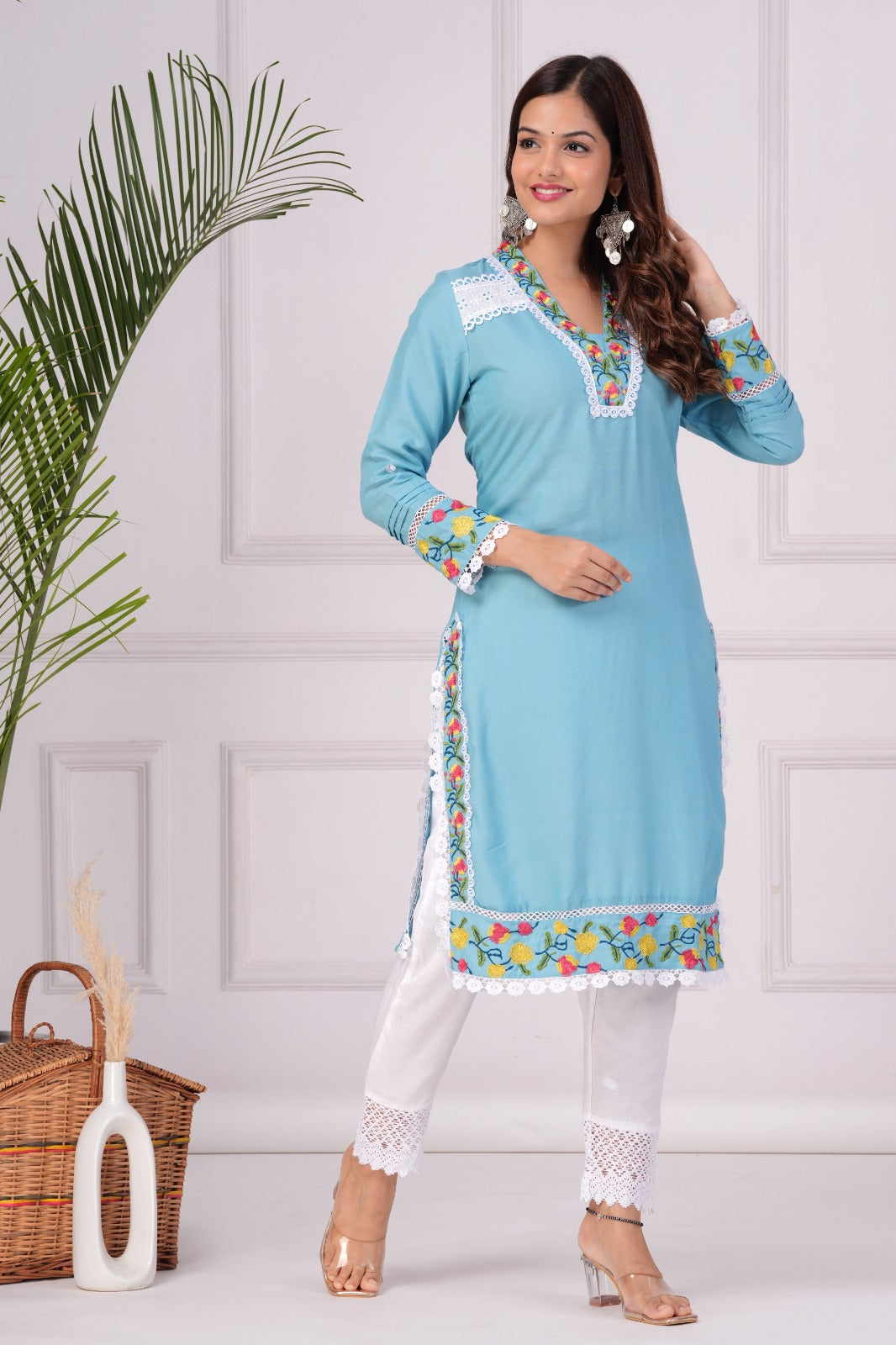 Blue Embroidered Stylish Co-ord Set