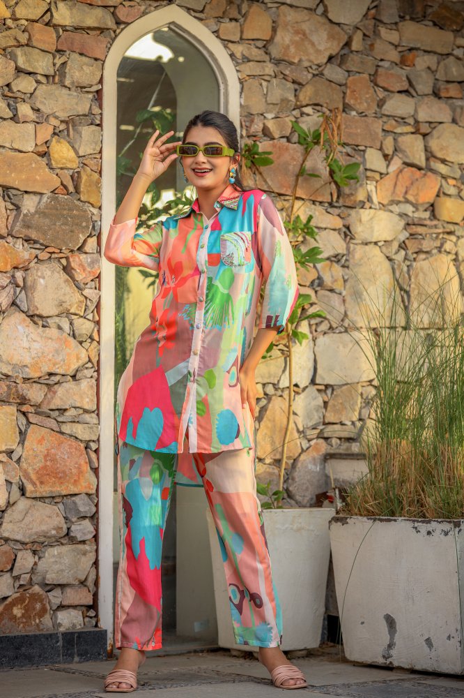 Colorful Digital Printed Co-ord Set