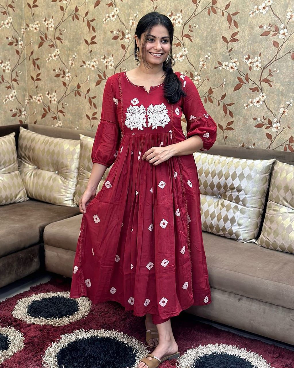 Designer Maroon Embroidered Co-ord Set