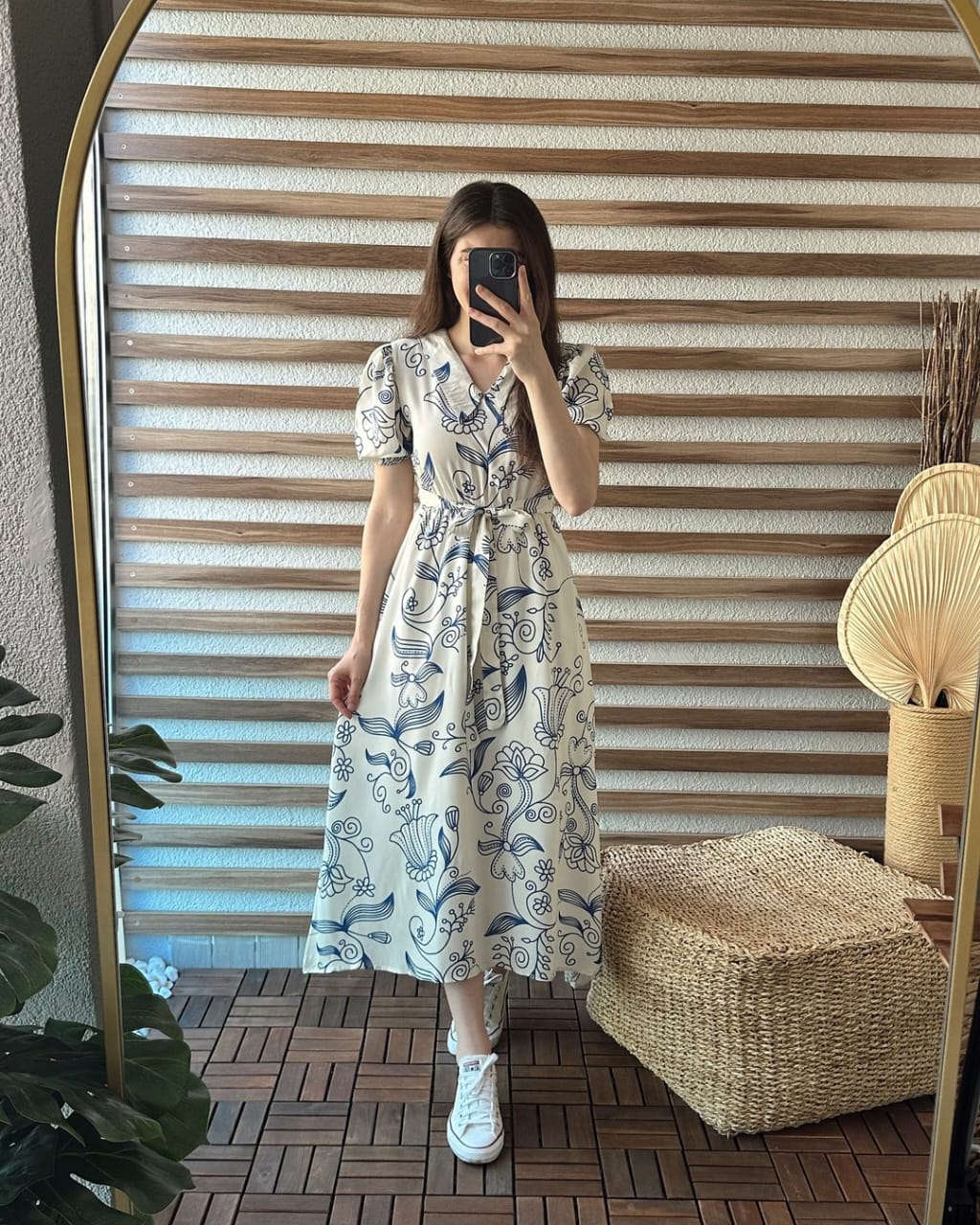 Designer Floral Printed Middi Dress