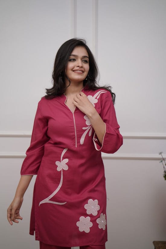 Classy Floral Embroidered Co-ord Set