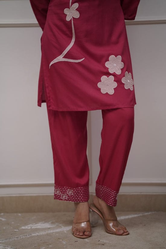 Classy Floral Embroidered Co-ord Set