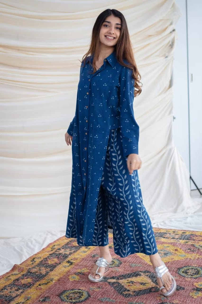 Designer Blue Embroidered Co-ord Set