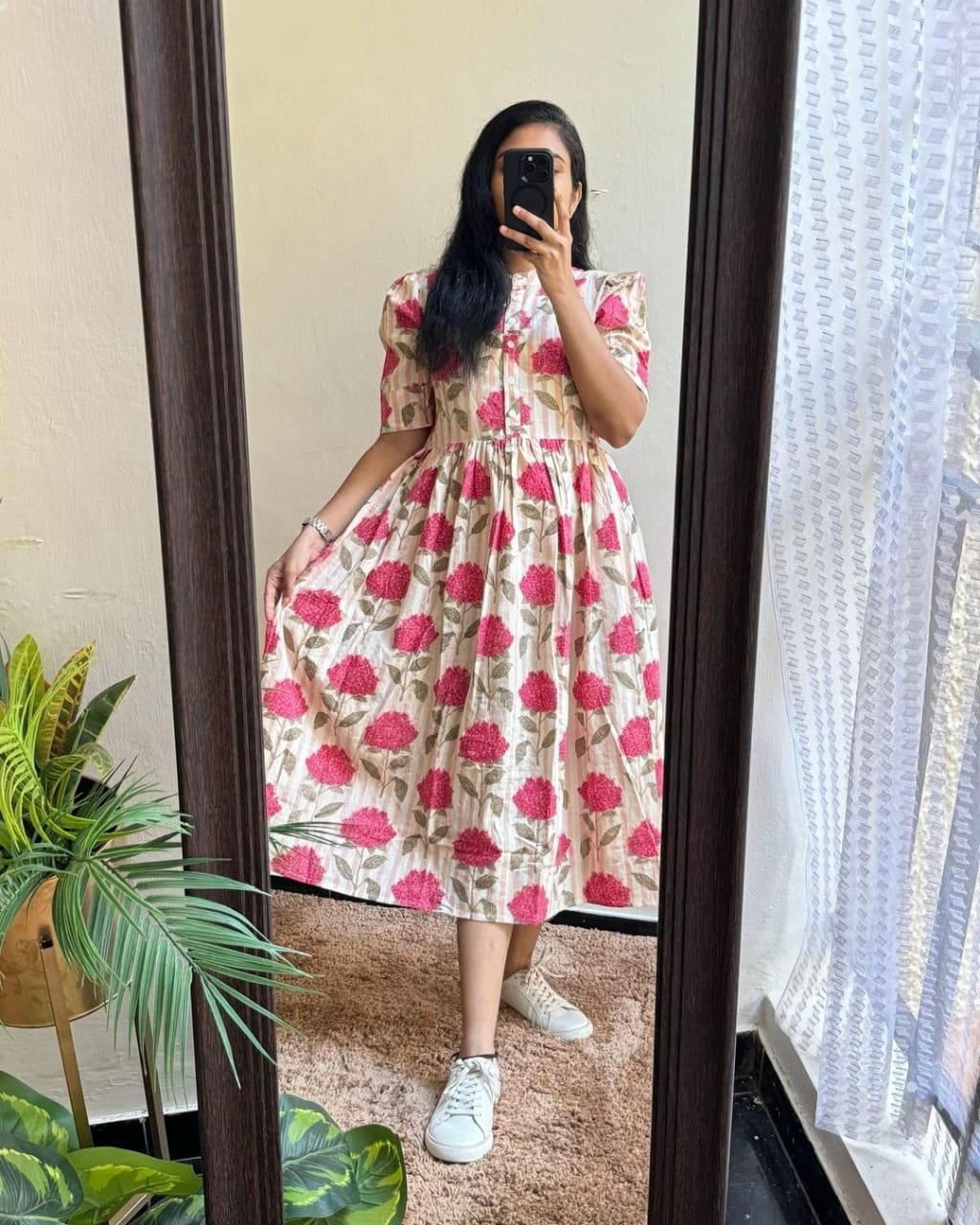 Classic Floral Printed Midi Dress