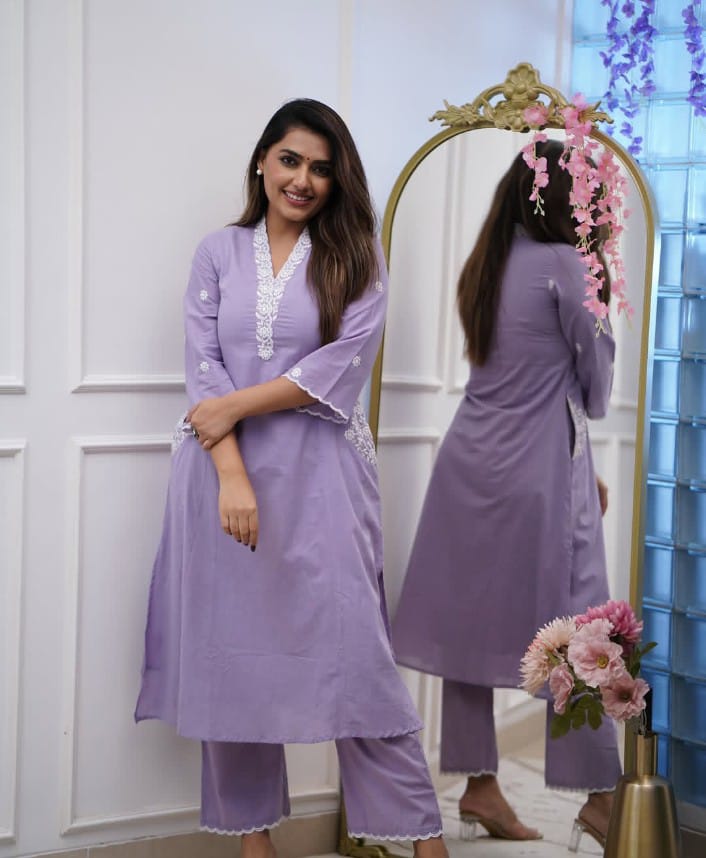 Classy Purple Embroidered Co-ord Set