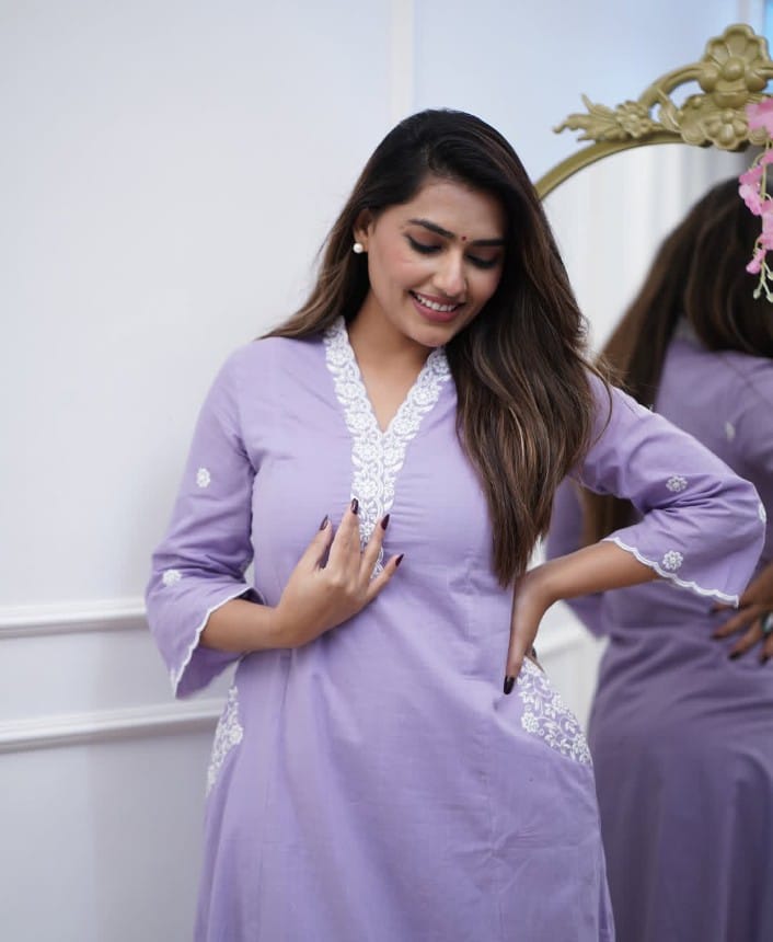 Classy Purple Embroidered Co-ord Set