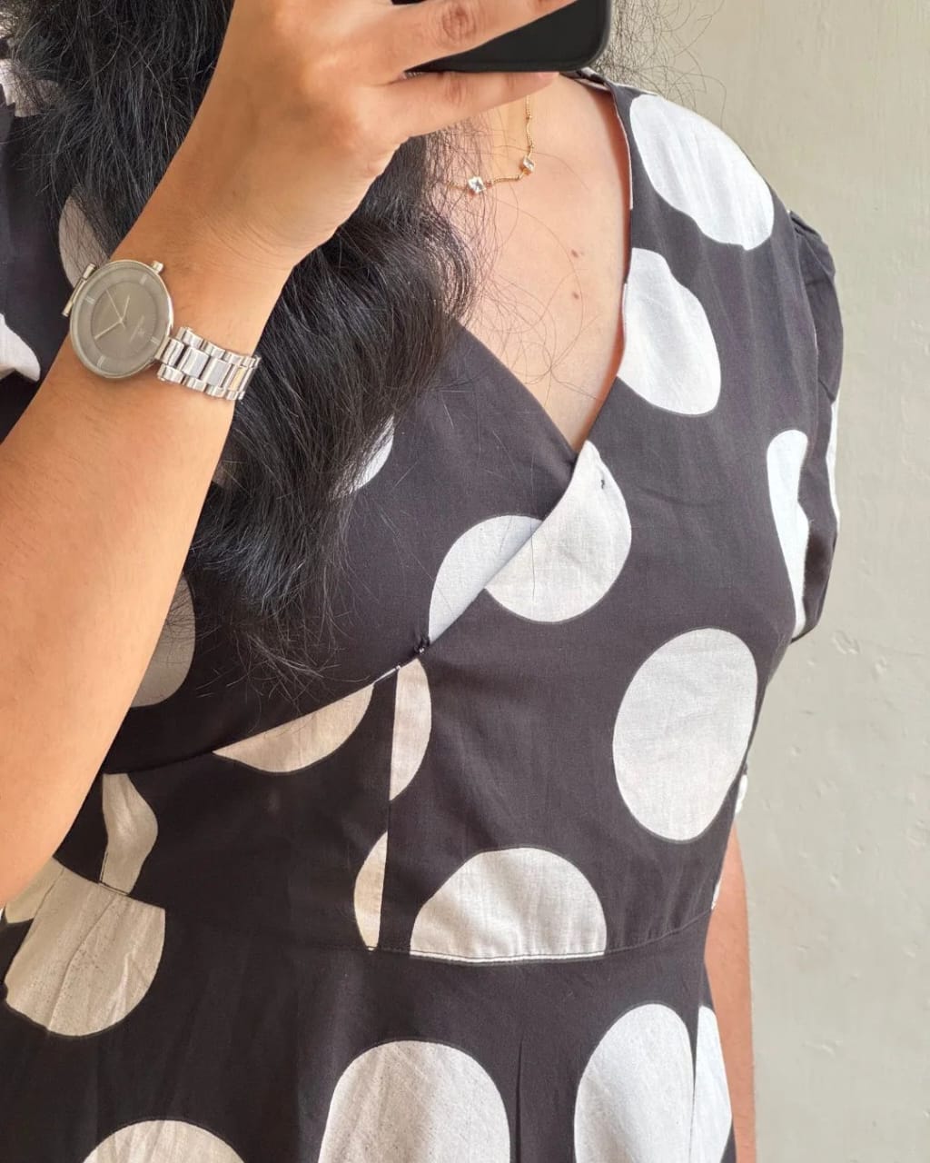 Elegant Black & White Midi Dress