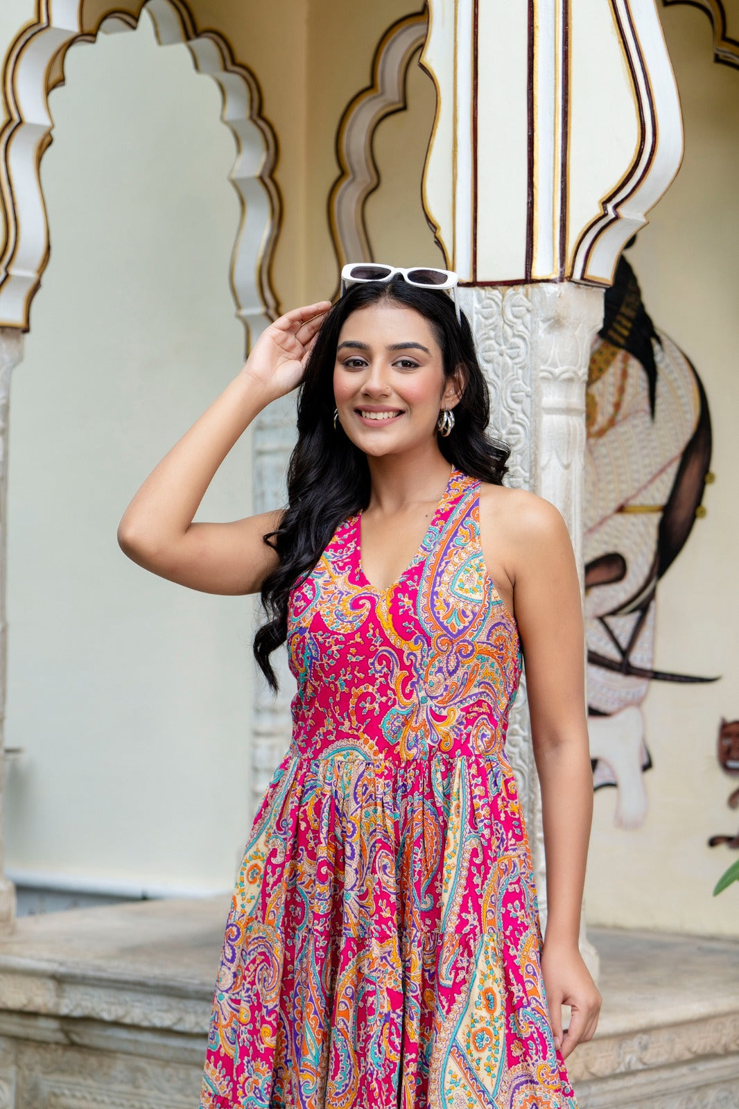 Designer Heavy Printed Midi Dress