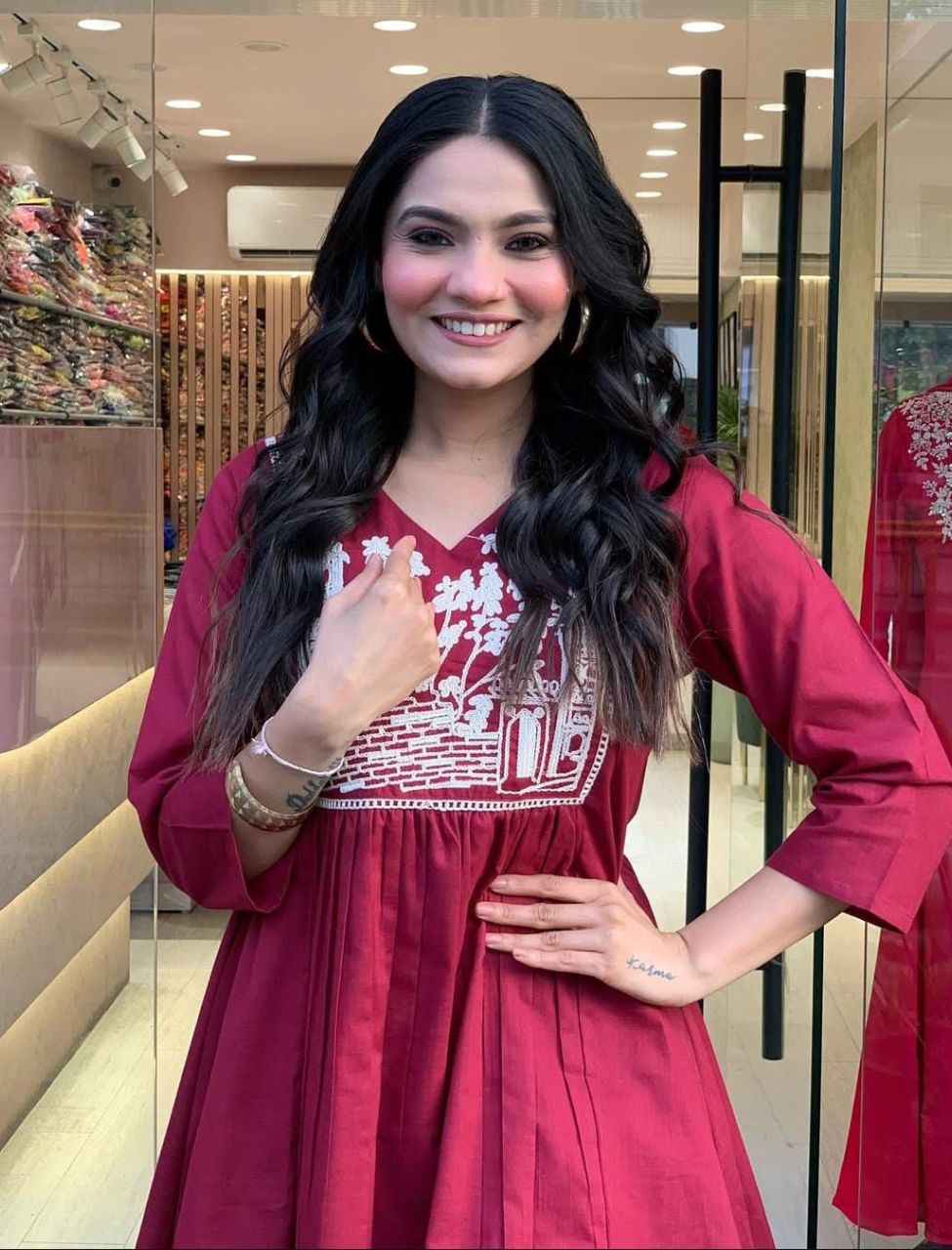 Designer Red Embroidered Co-ord Set