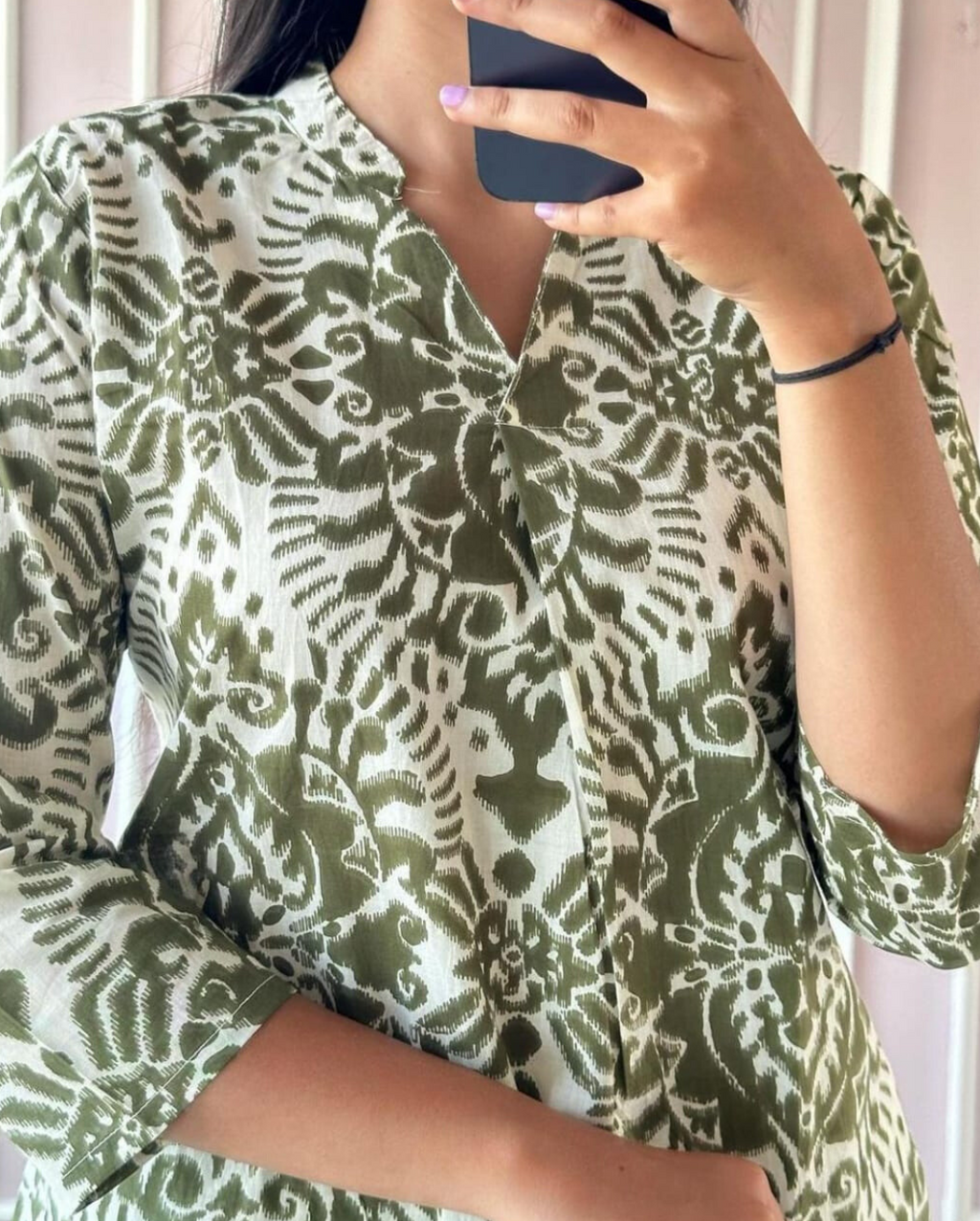 White and Green Printed Co-ord Set