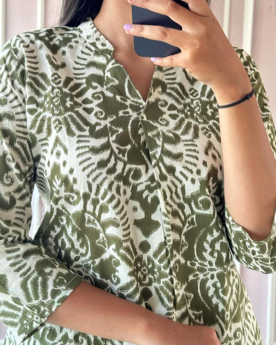 White and Green Printed Co-ord Set