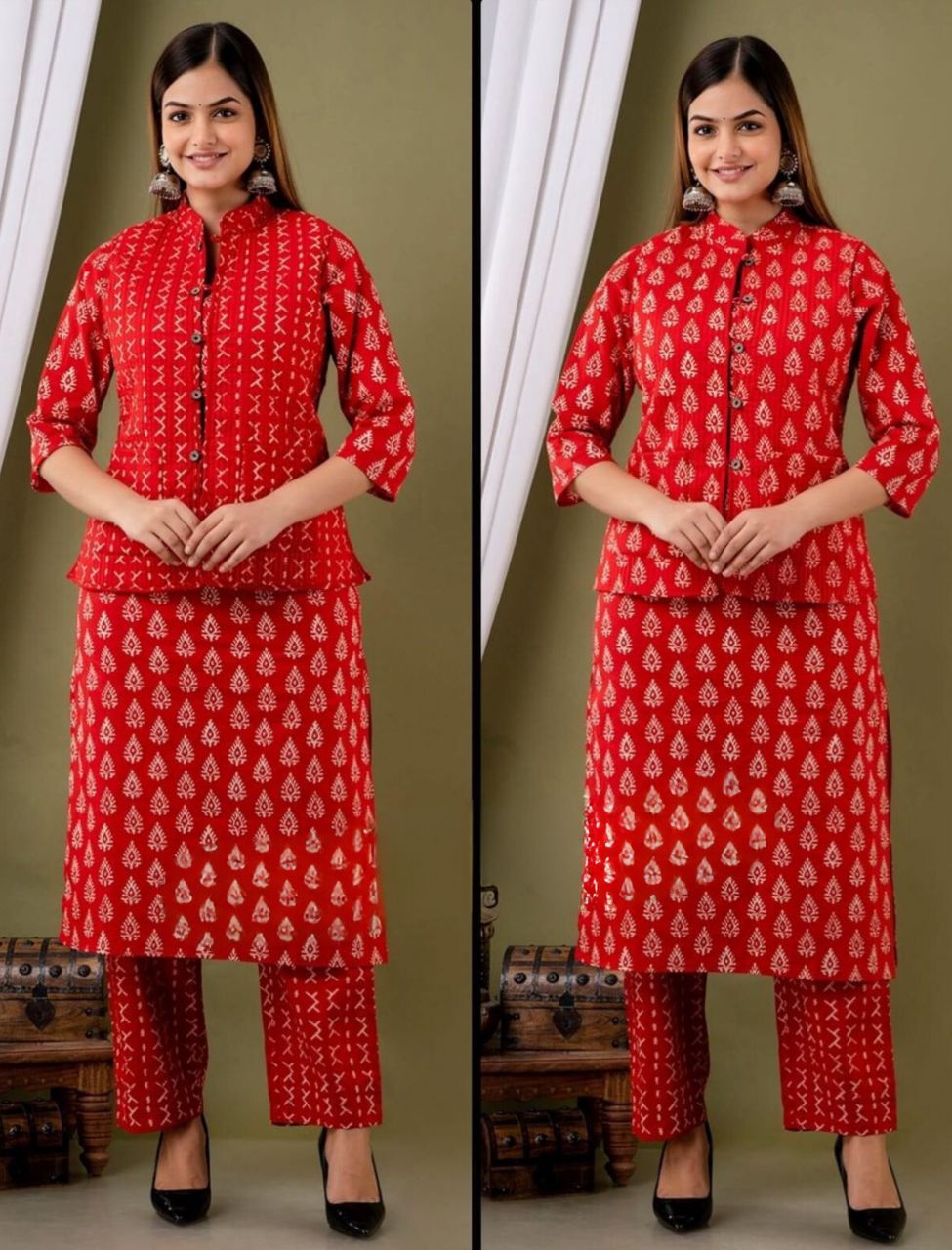 Hand Block Soft Embroidered Co-ord Set