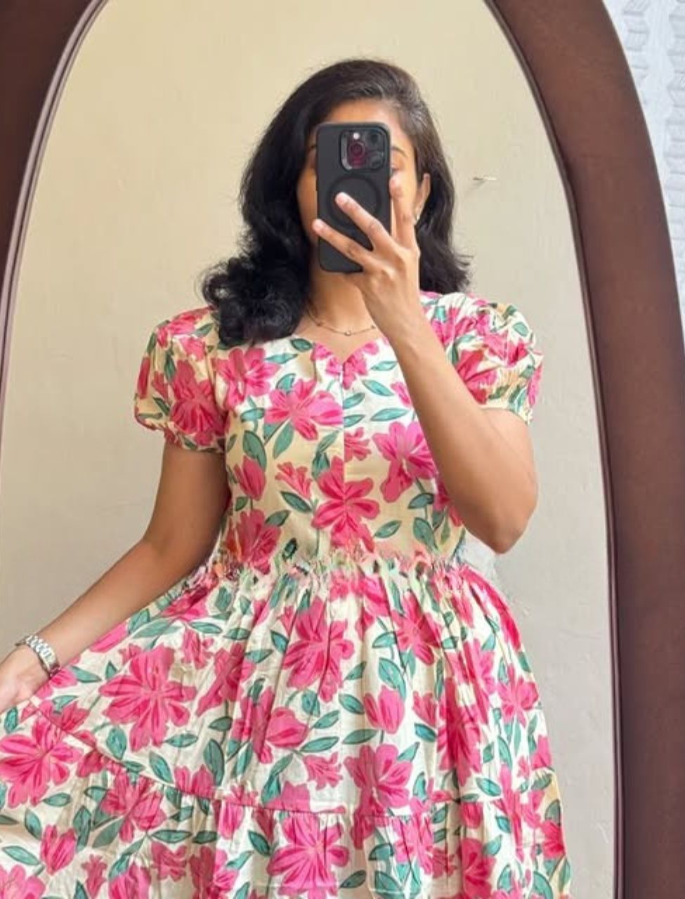 Designer Floral Printed Midi Dress