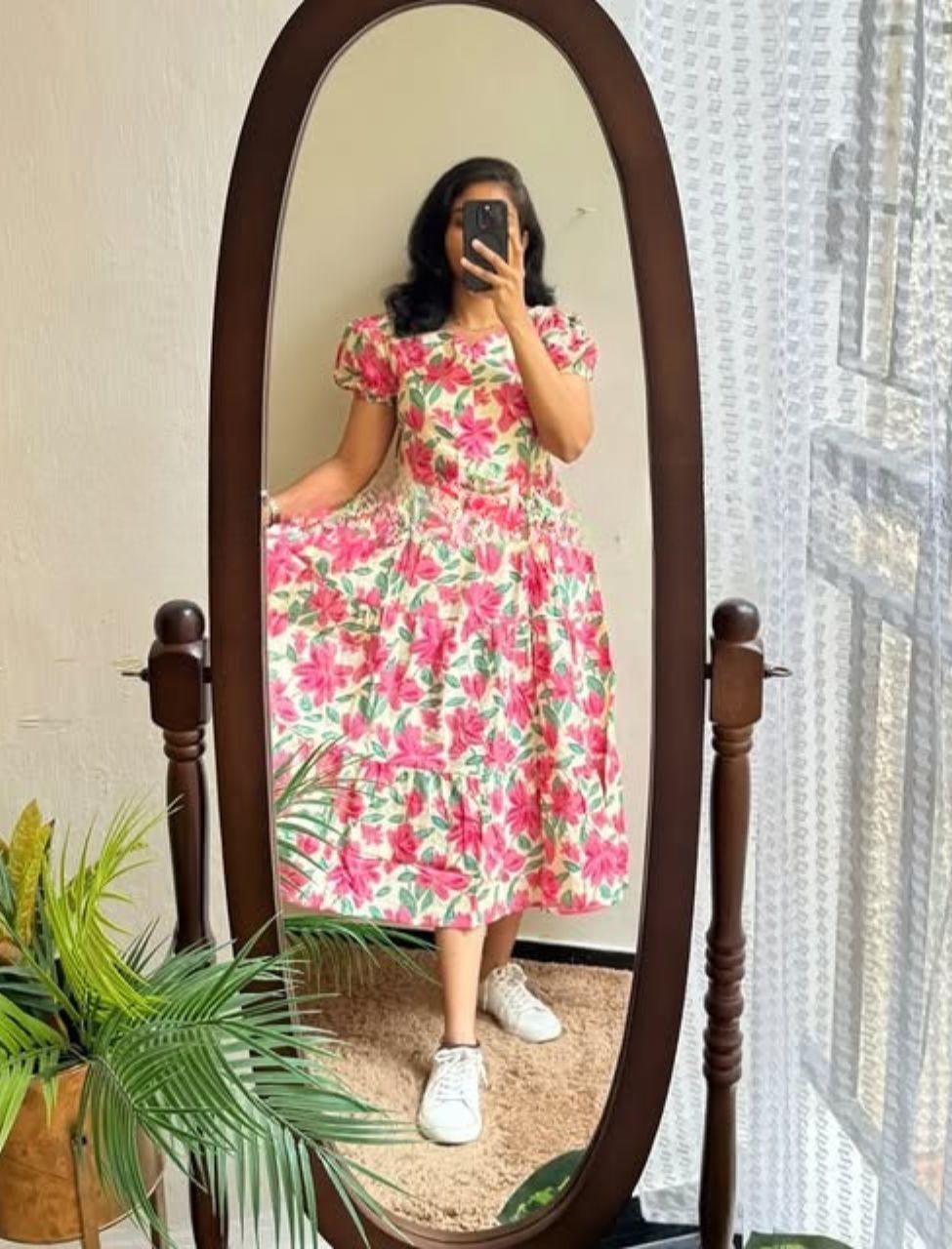 Designer Floral Printed Midi Dress