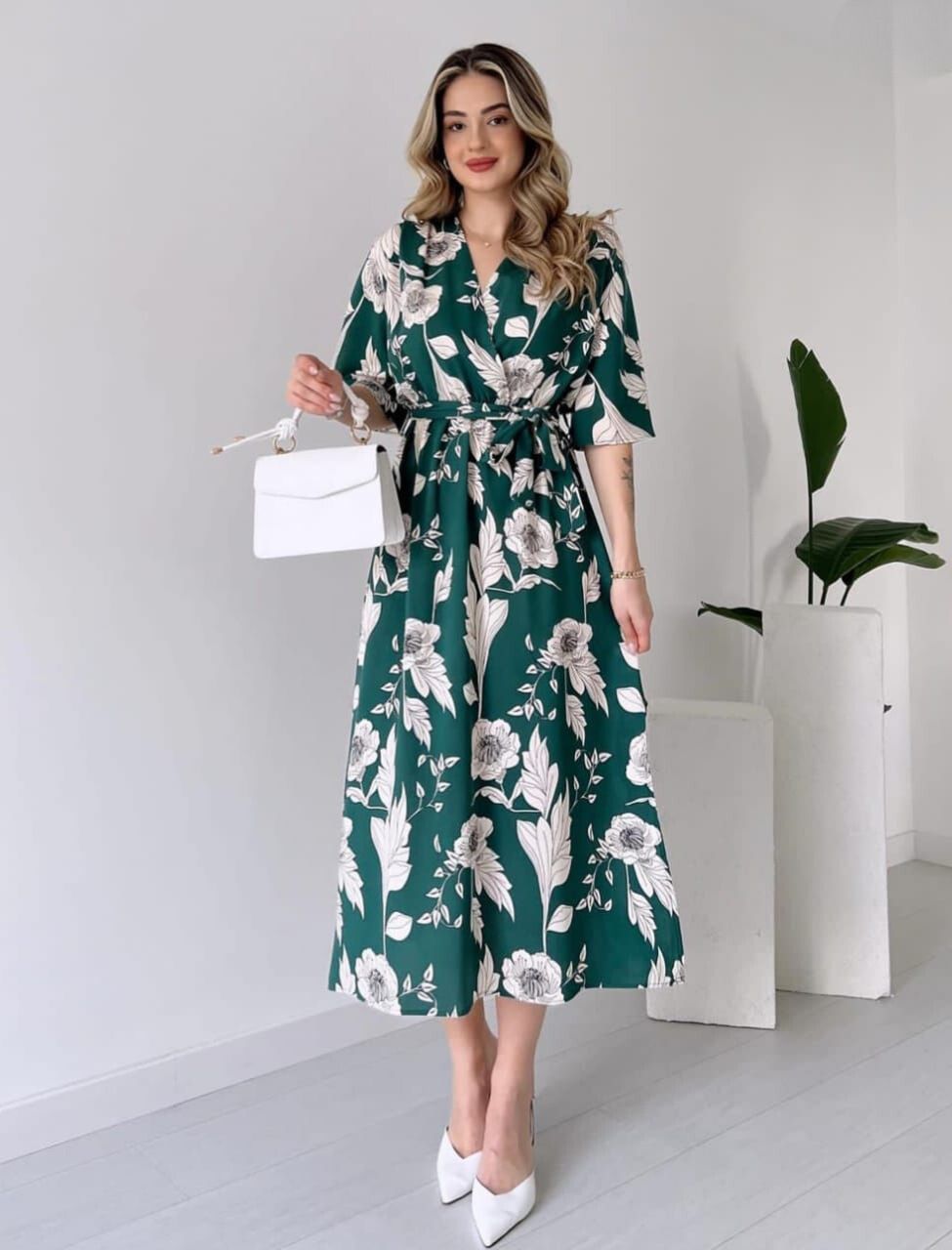 Designer Floral Printed Midi Dress