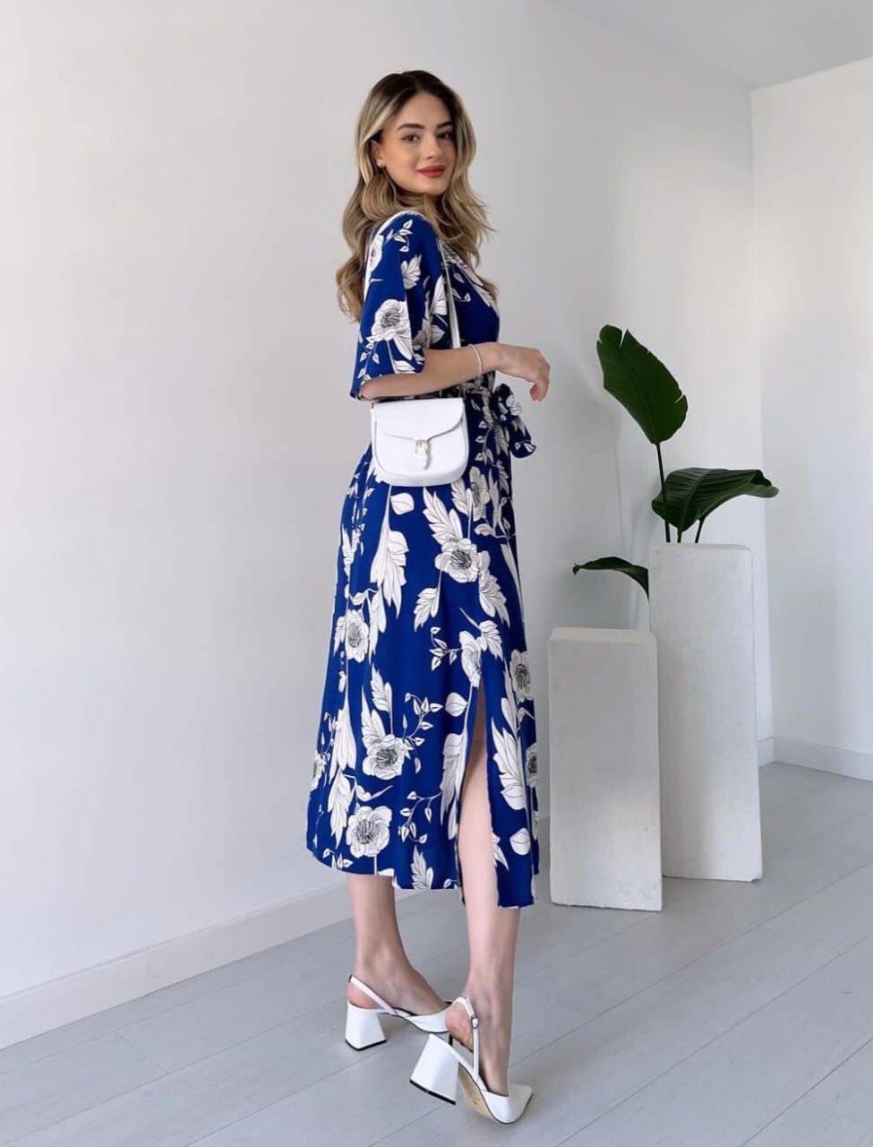 Designer Floral Printed Midi Dress