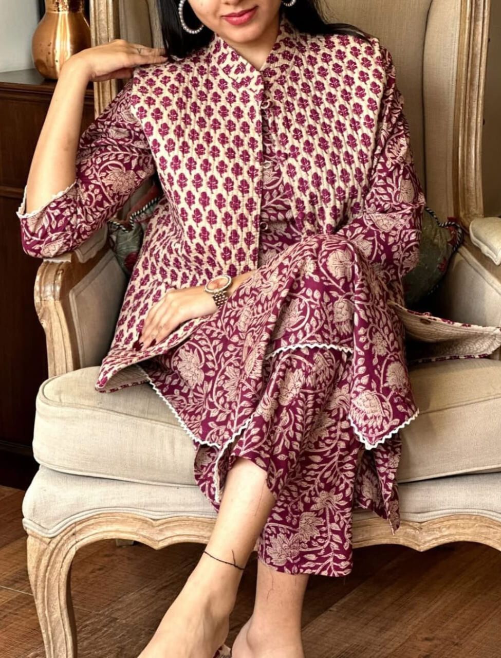 Hand Block Soft Embroidered Co-ord Set