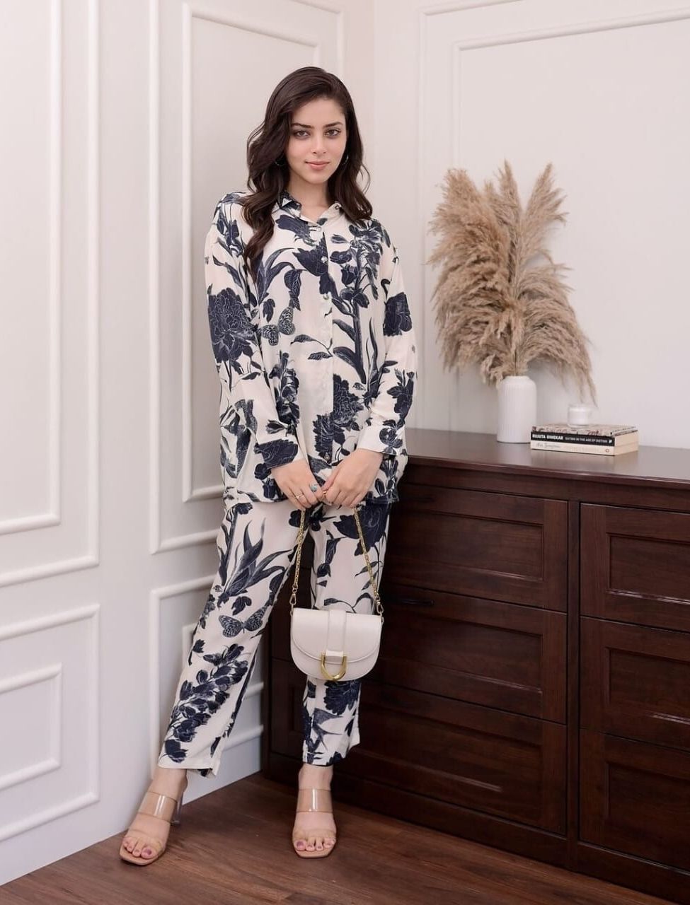 Designer Black & White Printed Co-ord Set