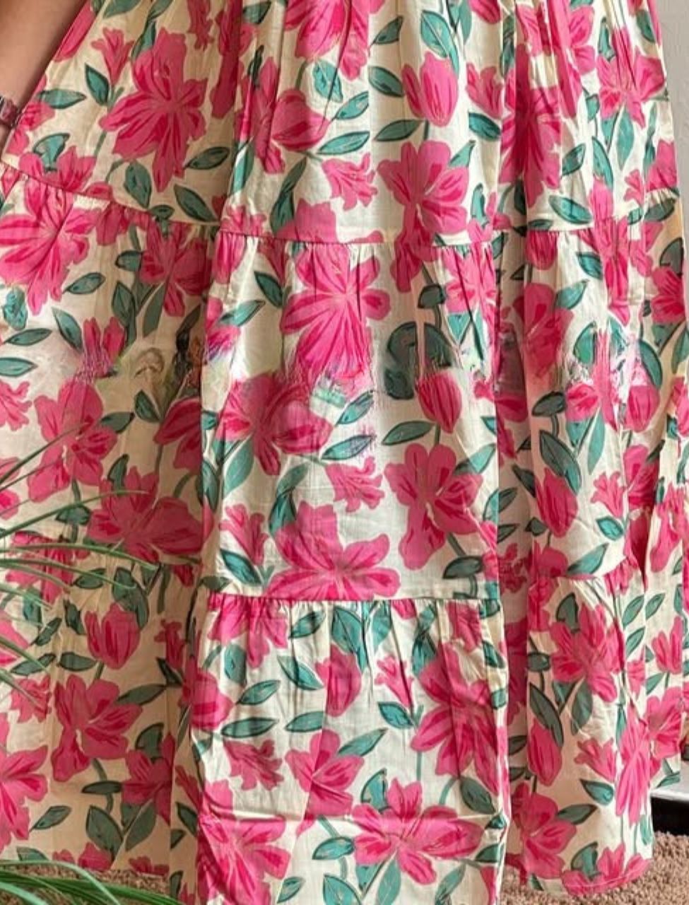 Designer Floral Printed Midi Dress