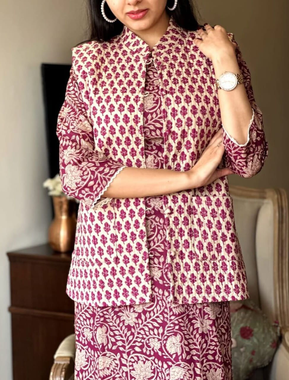 Hand Block Soft Embroidered Co-ord Set