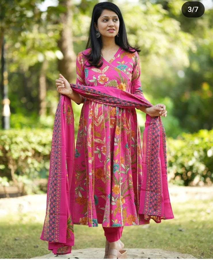 lightweight and flowy Angrakha pattern Anarkali