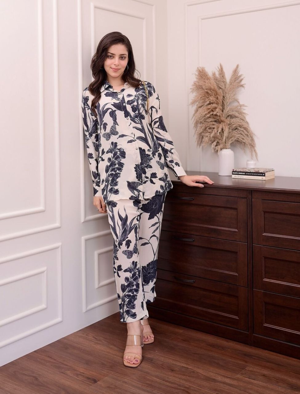 Designer Black & White Printed Co-ord Set