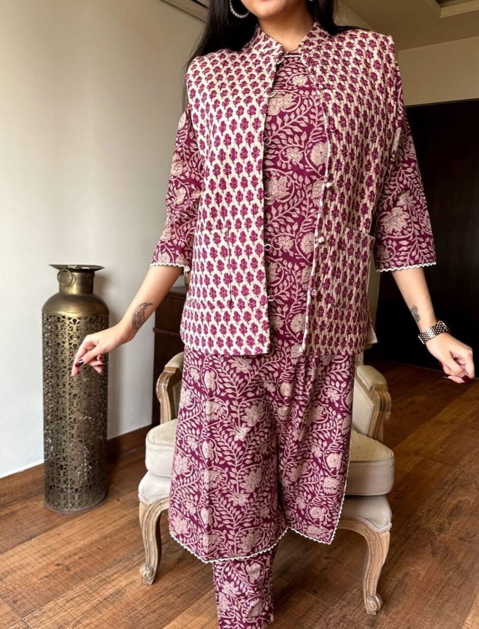 Hand Block Soft Embroidered Co-ord Set