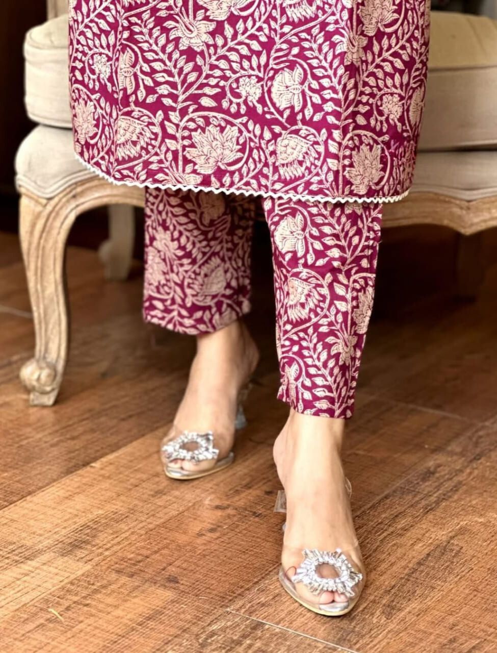 Hand Block Soft Embroidered Co-ord Set