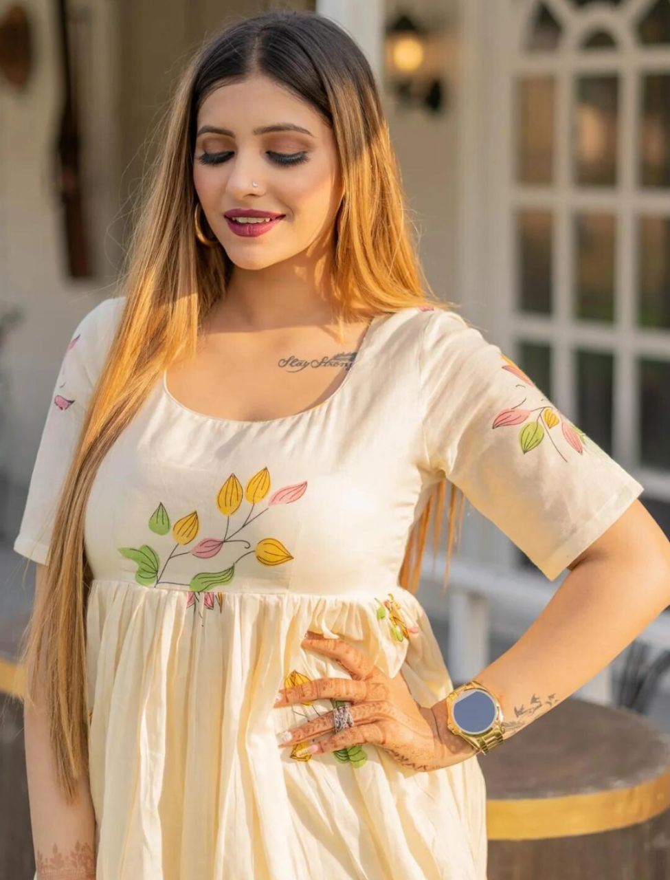 Floral White Printed Midi Dress