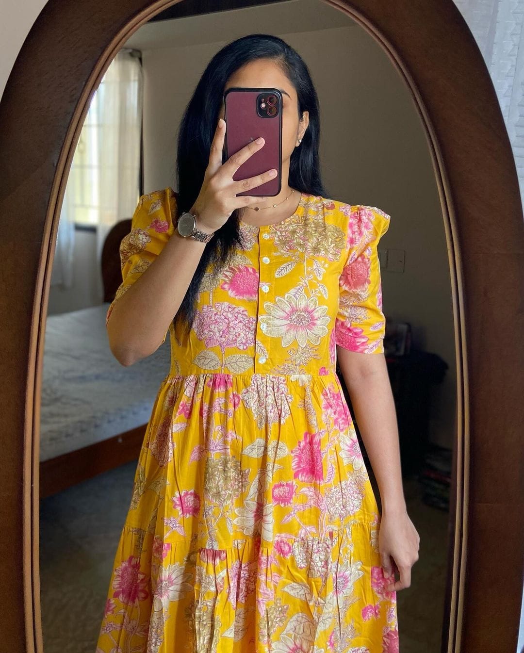 Beautiful Yellow Color Printed Midi Kurti