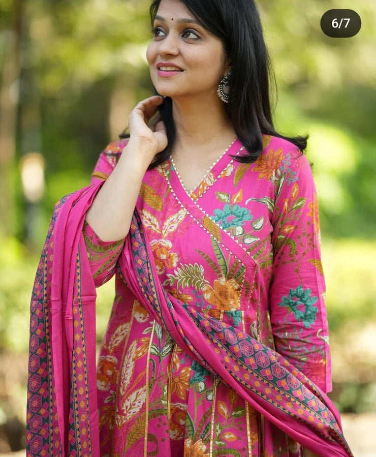 lightweight and flowy Angrakha pattern Anarkali