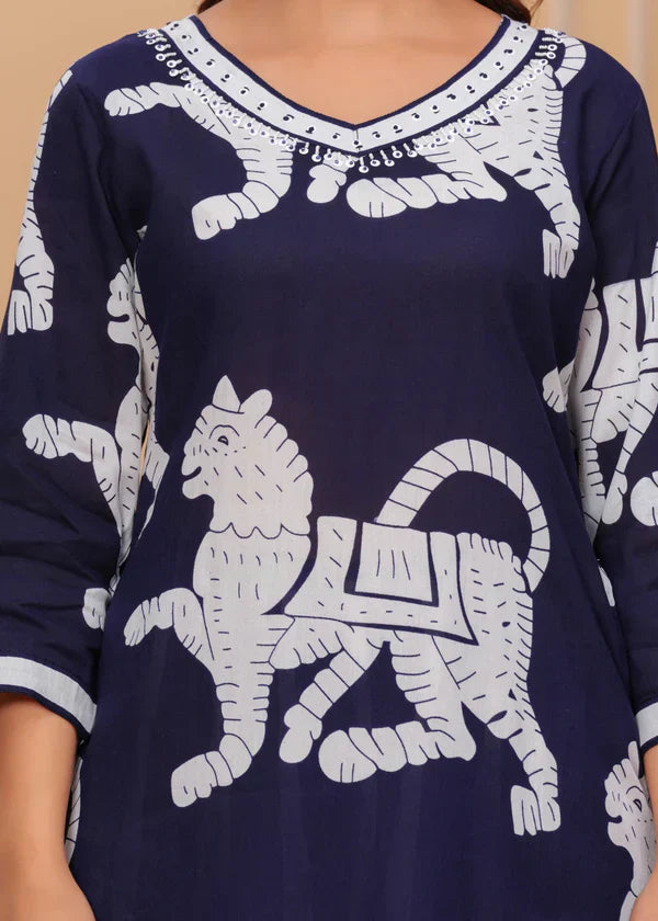 Navy Blue Printed Animal Co-ord Set
