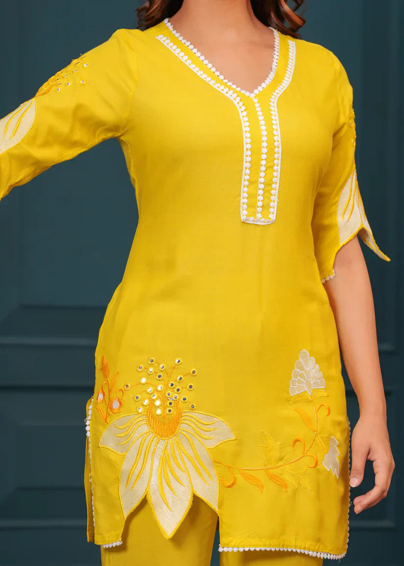Yellow Embroidered Co-ord Set