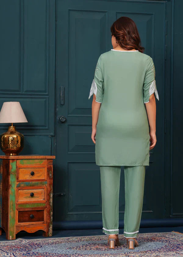 Hazel Green Embroidered Co-ord set