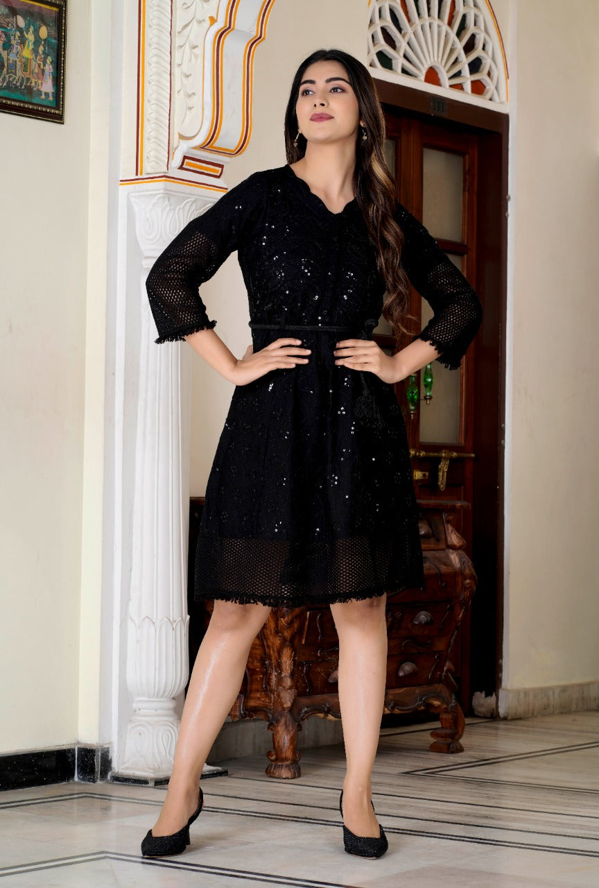 PREMIUM COTTON CHIKENKARI DRESS