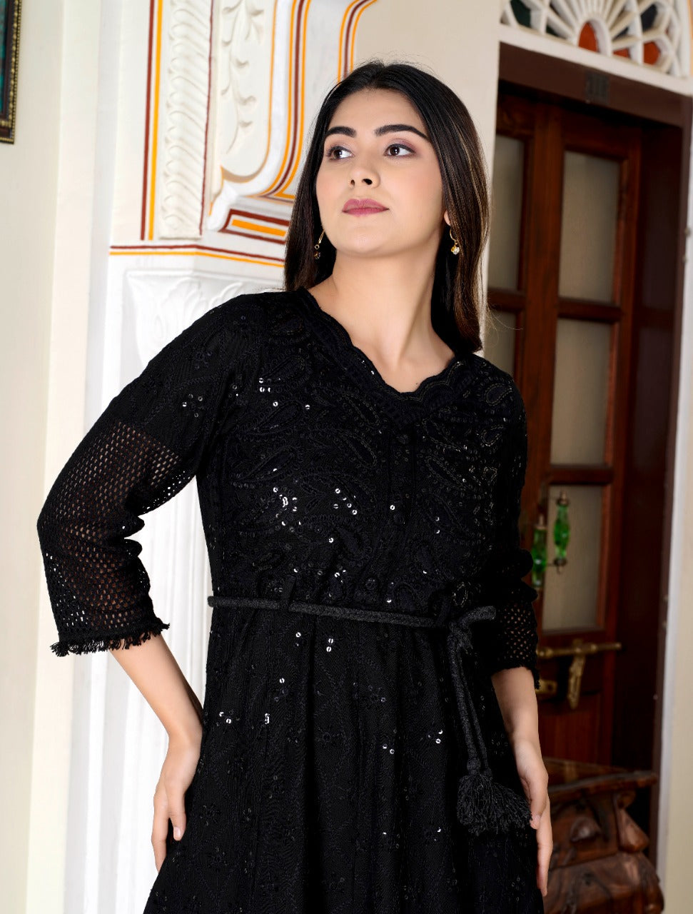 PREMIUM COTTON CHIKENKARI DRESS