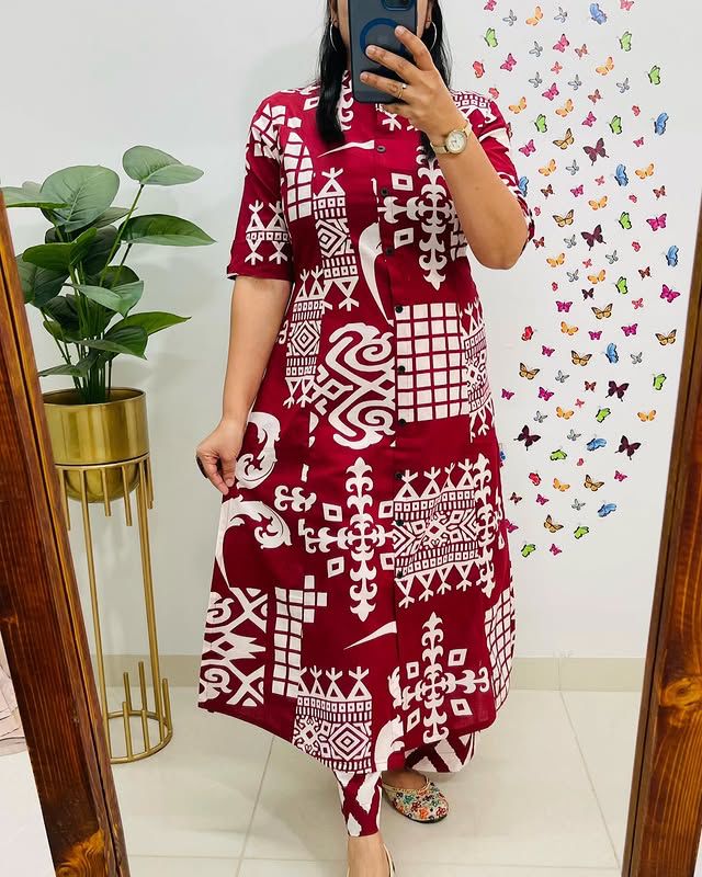 Halter neck cord set in pure cotton kurti