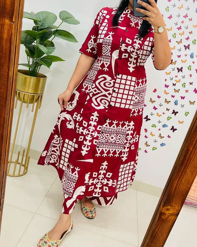 Halter neck cord set in pure cotton kurti