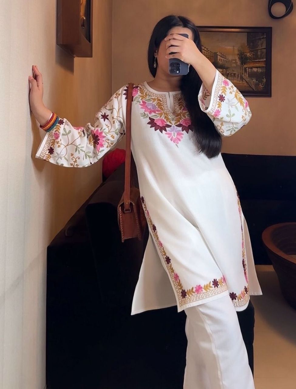 Premium White Embroidered Co-ord Set