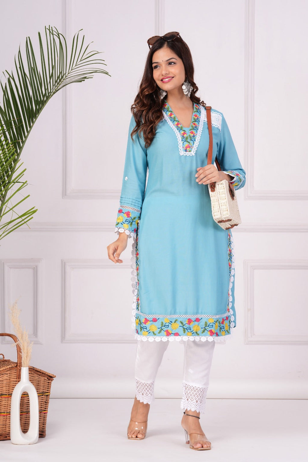 Blue Embroidered Stylish Co-ord Set