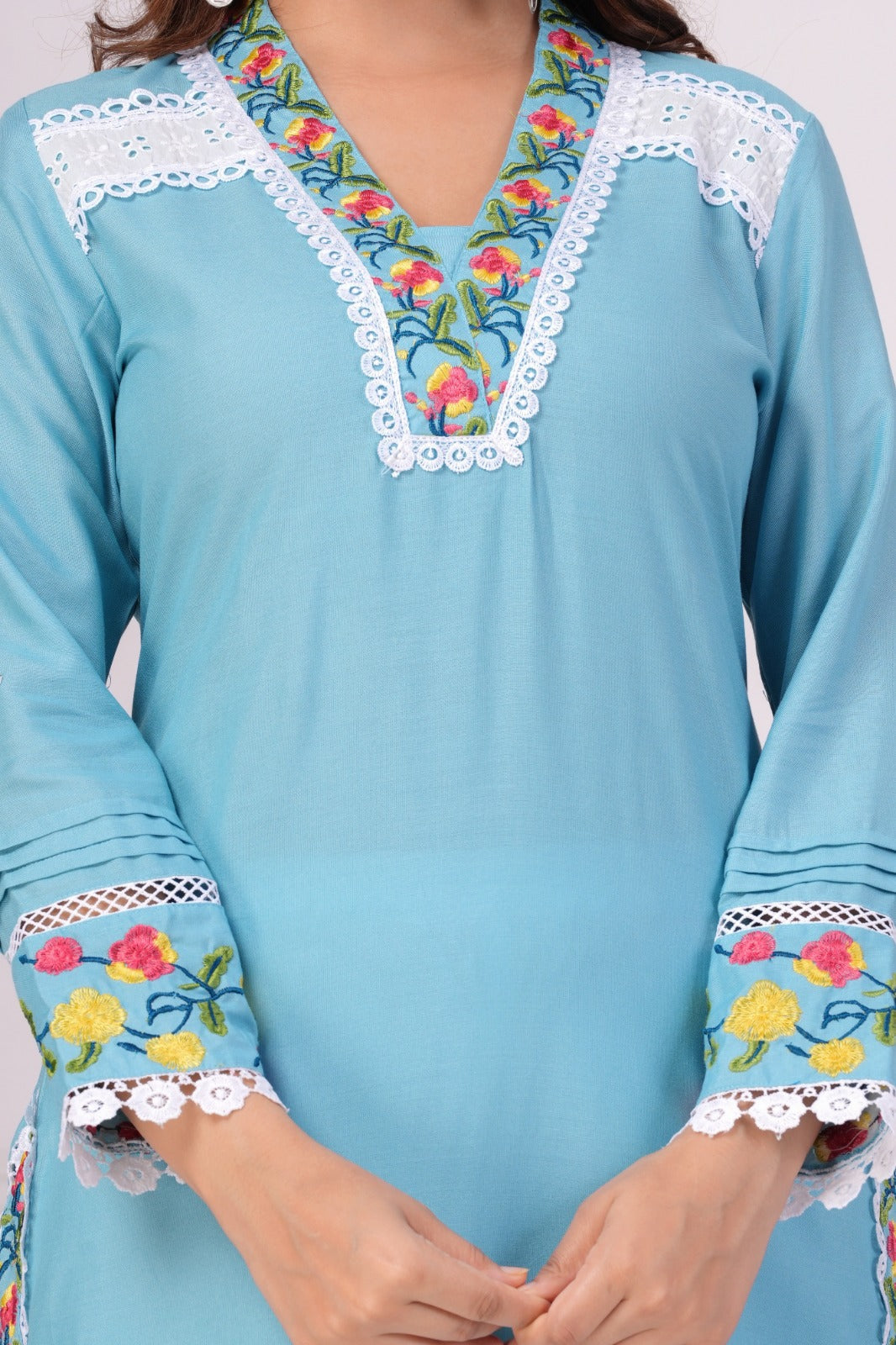 Blue Embroidered Stylish Co-ord Set